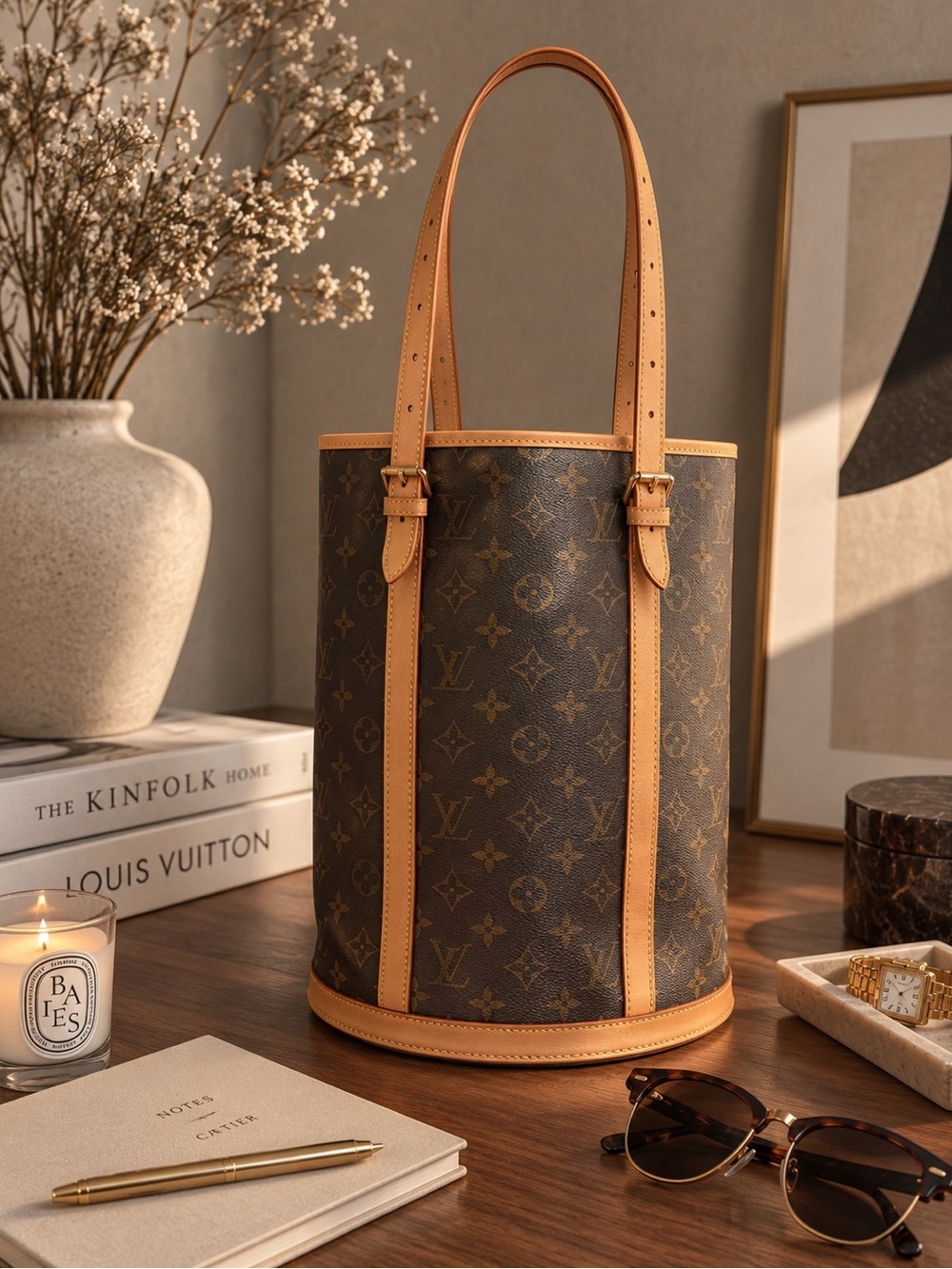 Authentic Louis Vuitton monogram bucket shoulder bag